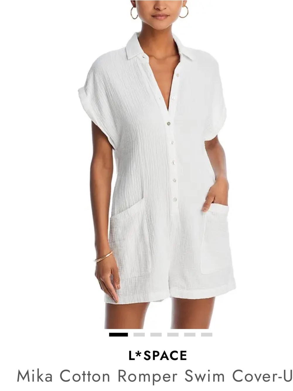 l*space White Mika Cotton Romper Cover-Up XS